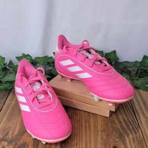Adidas Kids' Pink and White Cleats. Size 12. Like New